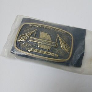 Georgia‎ Power Company Construction Safe Work Award Belt Buckle Brass